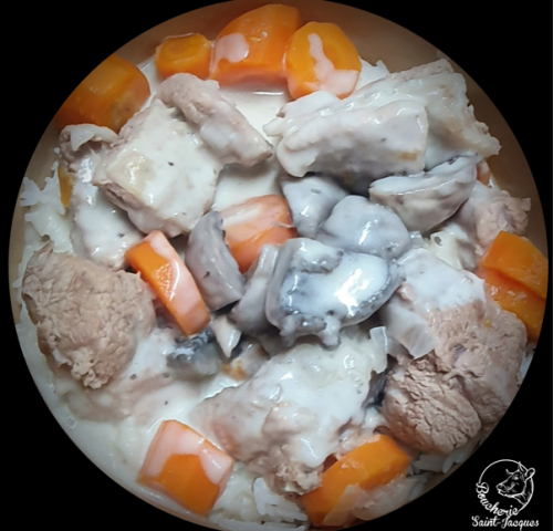 Plat du jour : Blanquette de veau sur son lit de riz à la boucherie !