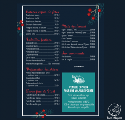 Flyer de Noël de la Boucherie : Pour un repas délicieux et réussi !